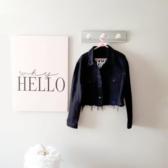 NWT Diesel black denim distressed cropped jacket - Picture 6 of 7